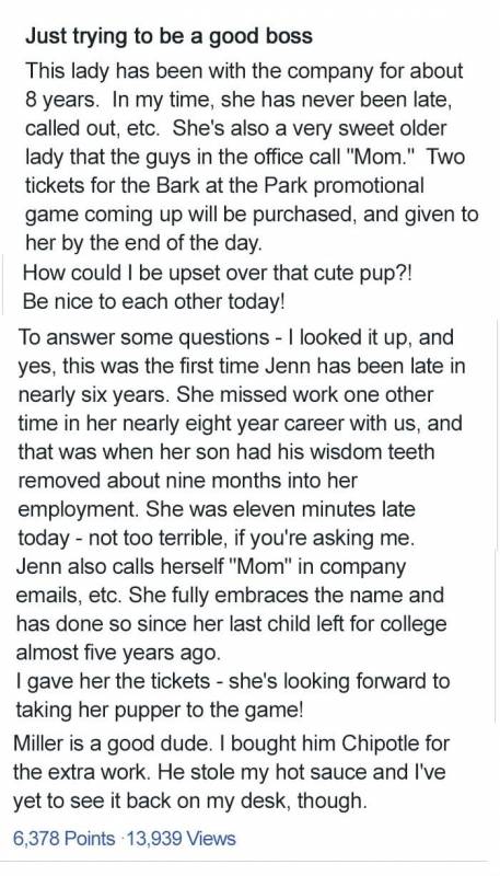 This Woman Was Late To Work – The Reason And Her Bosses Response Is Internet Gold